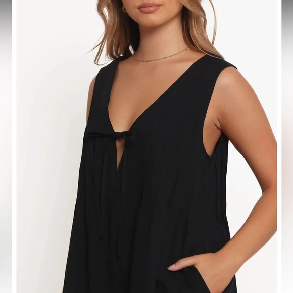 Petal & Pup Sleeveless Cotton Tie Front Romper - Picture 3 of 10